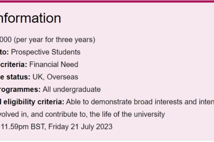 Denys Holland Scholarship to support undergraduate students who without financial help, would be unable to study at UCL